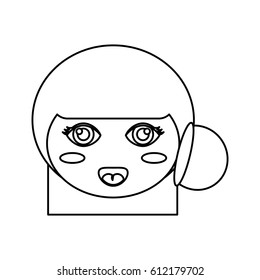 kokeshi face doll outline