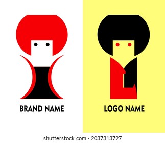 Kokeshi shape character logo design. creative logo for product symbol