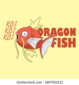 Koki  dragon fish vector illustration japanese carp and colorful oriental koki Chinese goldfish and traditional fishery isolated background