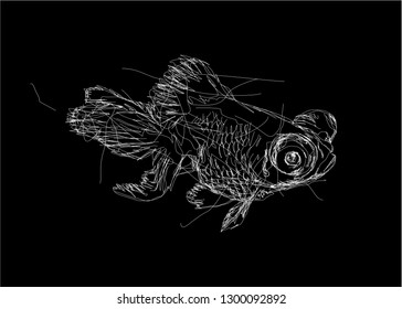 Koki fish in scribble art sketch