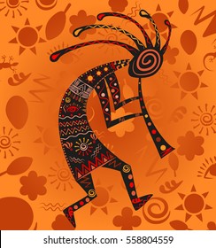 kokopelli -  ethnic African deity of fertility, vector illustration