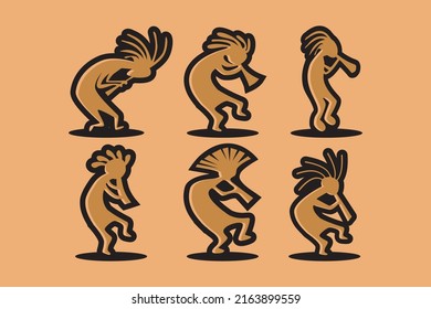 Conjunto de vectores de diseño de deidad de fertilidad de Kokopelli