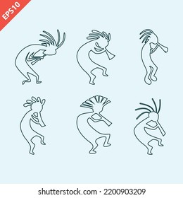 Diseño de deidad de fertilidad de Kokopelli vector ilustración aislada plana