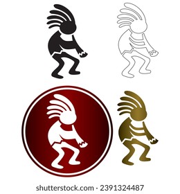 Kokopelli Fertility Deity Vector Illustration Isolated On A White Background