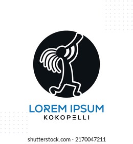 Kokopelli Native American Logo Design Vector Template In Modern Creative Minimal Style