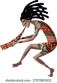 Dios nativo de Kokopelli bailando con flauta
