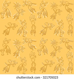 Kokopelli pattern. Ethnic trible culture ornament.