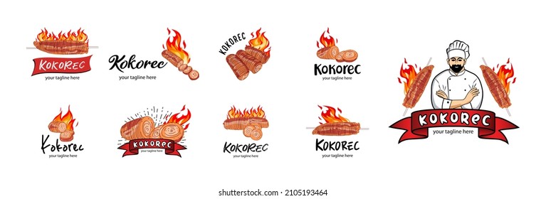 Kokorec vector logo design. Fast Food Restaurant Design elements for logo, label, emblem, sign. Vector.