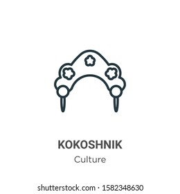 Kokoshnik outline vector icon. Thin line black kokoshnik icon, flat vector simple element illustration from editable culture concept isolated on white background