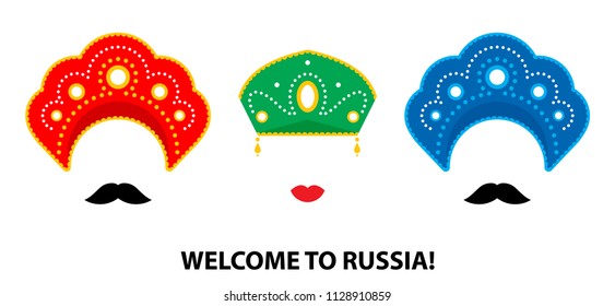 Kokoshnik - russian national lady hat. Welcome to Russia. Brutal symbol of Russia. National headgear