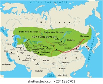 Kokturk State, West Gokturk, East Gokturk State, borders map