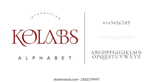 Kolabs typography beauty fashion elegant minimalist serif italic fonts decorative wedding vintage retro logos. Minimal luxury font alphabet logo. Vector illustration