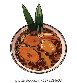 Kolak Pisang or traditional dessert from Indonesian vector illustration suitable for sticker and graphic design elements