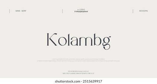 Kolambg Elegantes Alphabet Buchstaben Schriftart und Nummer. Klassische Kupferbuchstaben minimale Modedesigns. Typografie-Schriftarten in Groß- und Kleinschreibung. Vektorgrafik