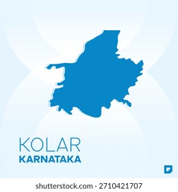 KOLAR District Map, Karnataka, India – Editable Vector Outline.