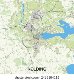 Kolding, Denmark map poster art