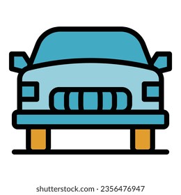 Kolkata car icon outline vector. Indian architecture. Business town color flat