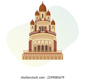 Kolkata City - Dakshineswar Kali Temple -  Icon Illustration as EPS 10 File 