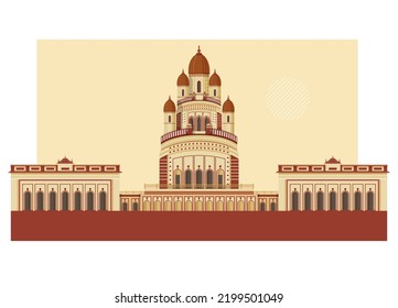 Kolkata City - Dakshineswar Kali Temple -  Icon Illustration as EPS 10 File 