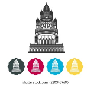 Kolkata City - Dakshineswar Kali Temple -  Icon Illustration as EPS 10 File 