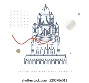 Kolkata City - Dakshineswar Kali Temple -  Icon Illustration as EPS 10 File 