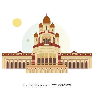 Ciudad de Kolkata - Templo Kali de Dakshineswar - Ilustración de iconos como archivo EPS 10 