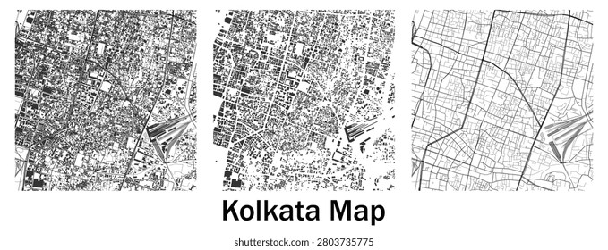 Kolkata city map layout, urban planning and street network vector illustration