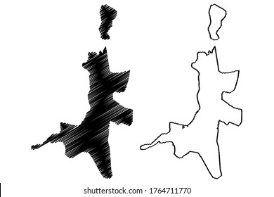 Kolkata City (Republic of India, West Bengal State) map vector illustration, scribble sketch City of Calcutta map