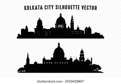 Kolkata City Skyline Silhouette Vector isolated on a white background