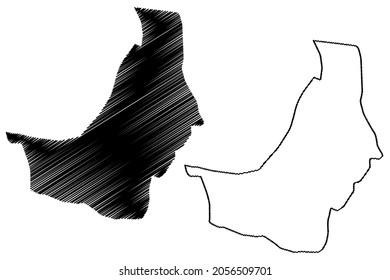 Kolkata district (West Bengal State, Republic of India) map vector illustration, scribble sketch Maldah or Calcutta map