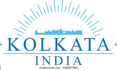 Kolkata India. Banner Design. City Skyline. Silhouette Vector. Famous Monuments.