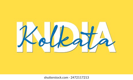 Kolkata in India calligraphy concept vector vector illustration. Kolkata  is the capital and the largest city of the Indian state of West Bengal.