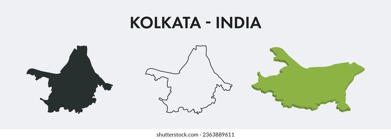 Kolkata India city map set vector illustration design isolated on white background. Concept of travel and geography.