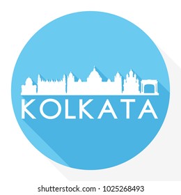 Kolkata India Flat Icon Skyline Silhouette Design City Vector Art Logo.