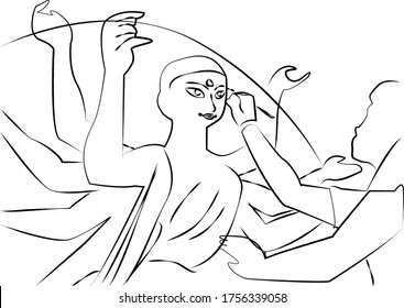 Kolkata Kumartuli line art vector graphics