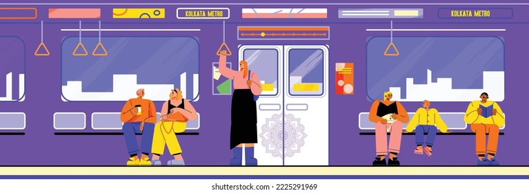 Kolkata Metro Subway Train Beautiful Modern Illustration