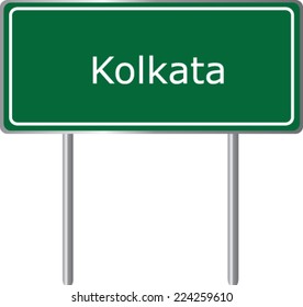 Kolkata road sign green vector illustration, road table