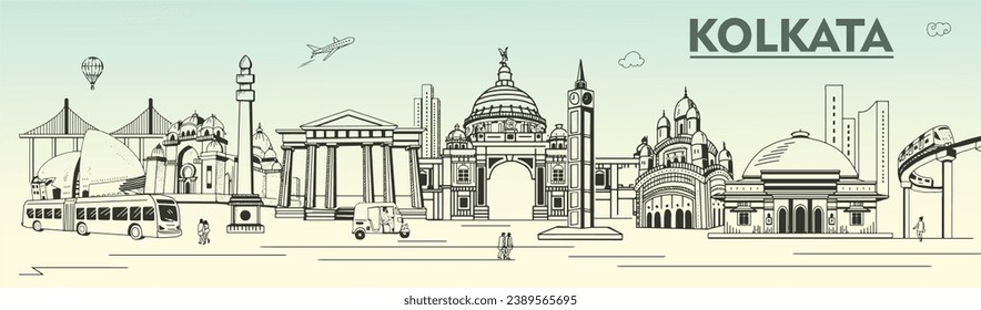 Kolkata Skyline, Kolkata Monuments, Kolkata famous architecture.