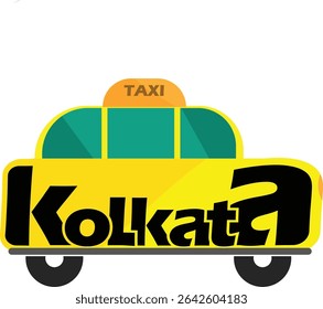 Kolkata taxi bangla text design vector transparent images	
