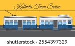 Kolkata tram service for Daily life travel in Kolkata.Vector illustration ,all layers are single for any coustomization .Eps 10
