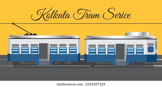 Kolkata tram service for Daily life travel in Kolkata.Vector illustration ,all layers are single for any coustomization .Eps 10
