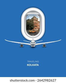 Kolkata traveling. travel and tours illustrations vector background. travel around the world.tourism poster road trip holiday vacation