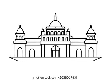 Kolkata victoria memorial palace line drawing illustration