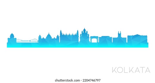 Kolkata, West Bengal, India Low Poly Skyline Clip Art City Design. Geometric Polygon Graphic Horizon Icon. Vector Illustration Symbol.