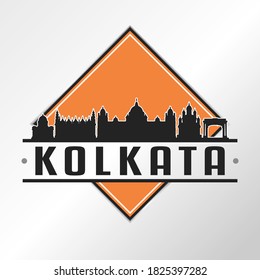 Kolkata, West Bengal, India Skyline Logo. Adventure Landscape Design Vector Illustration.