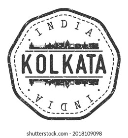 Kolkata, West Bengal, India Stamp Skyline Postmark. Silhouette Postal Passport. City Round Vector Icon. Vintage Postage Design.