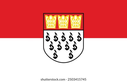 Koln City State Flag Germany. Waving Fabric Satin Texture National Flag of Cologne 3D Illustration. Real Texture Flag of the Koln City in the Germany.
