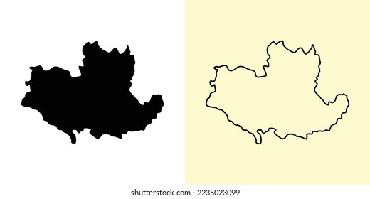 Kolubara map, Serbia, Europe. Filled and outline map designs. Vector illustration
