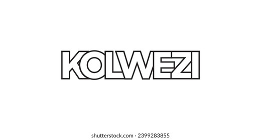 Kolwezi in the Congo emblem for print and web. Design features geometric style, vector illustration with bold typography in modern font. Graphic slogan lettering isolated on white background.