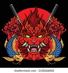 ilustración komainu con vector de material de calidad superior